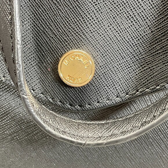 Michael Kors Jet Set Signature Large Tote Purse Black Leather Snap Outer Pocket - Picture 7 of 8